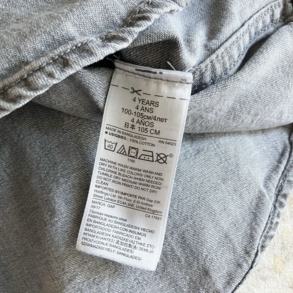 babyGap Size 4 Chambray Pearl Snap Shirt Black Gray Long Sleeve Boys Unisex - Picture 6 of 6